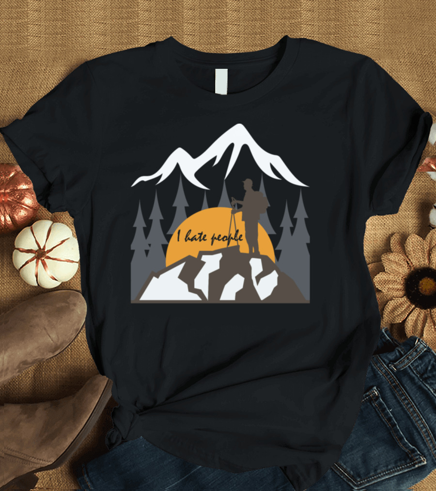 I Hate People Backpacking Mountain Sunset T-Shirt