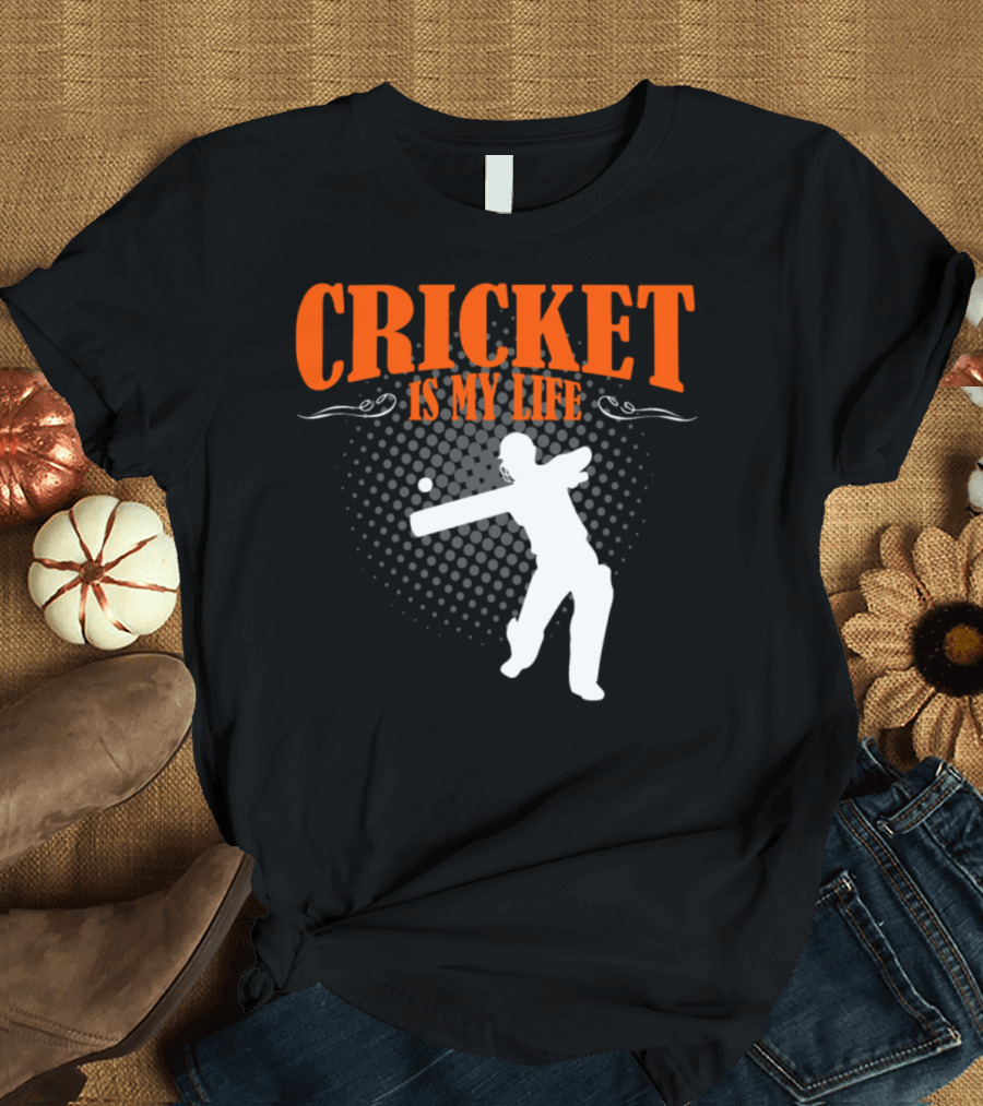Cricket Is My Life with Batsman T-Shirt