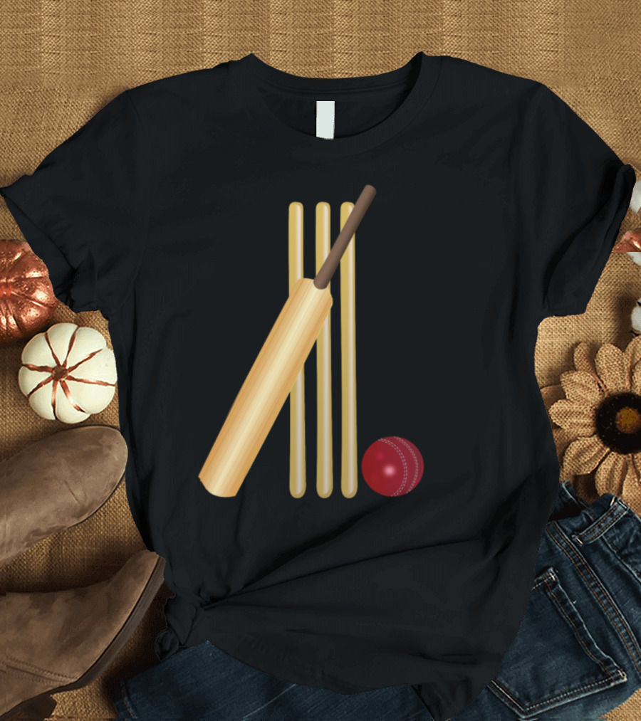 Cricket Wicket Bat Ball T-Shirt