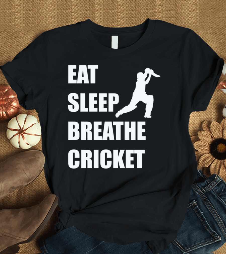 Eat Sleep Breathe Cricket Silhouette Batter T-Shirt