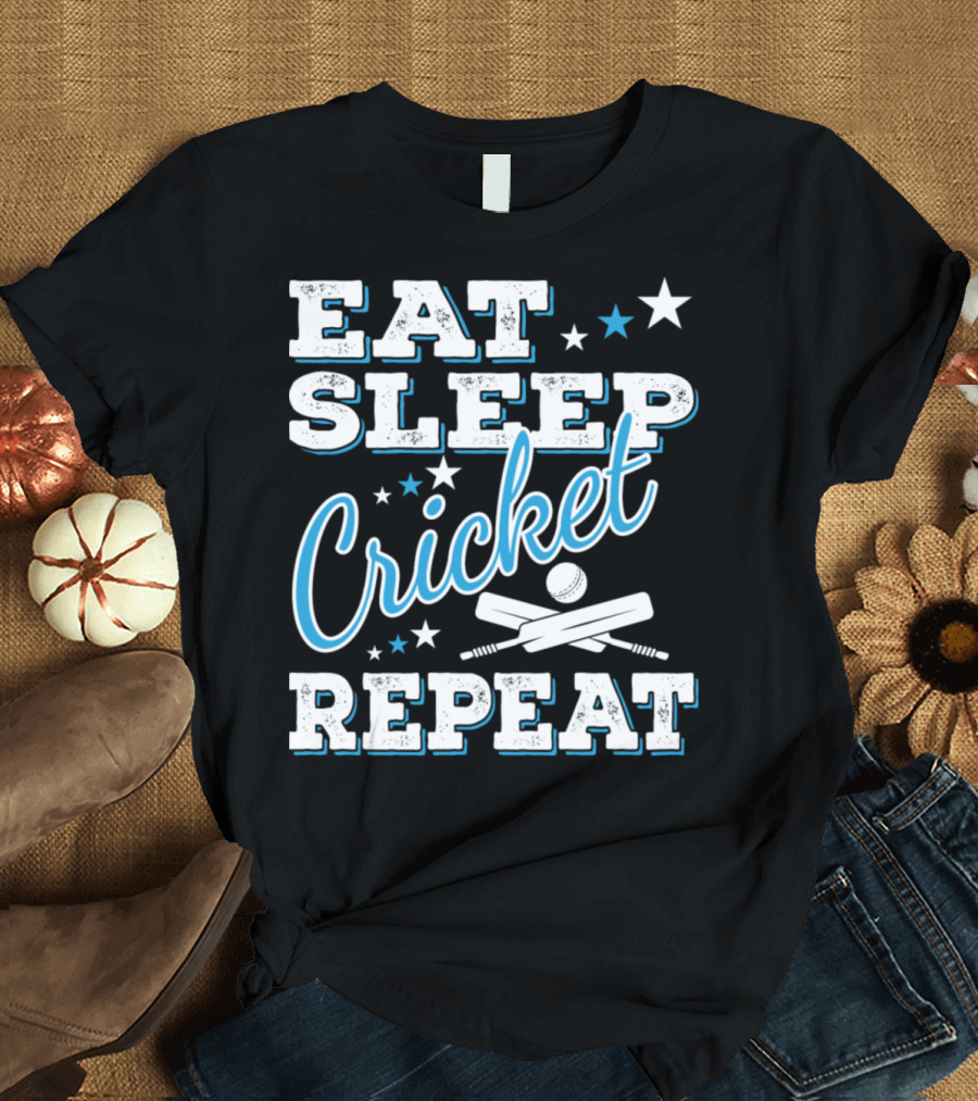 Eat Sleep Cricket Repeat Fun Quotes Players Teams T-Shirt
