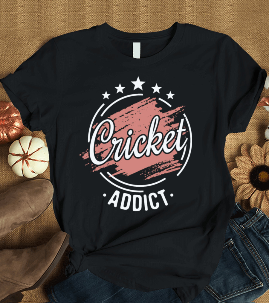 Cricket Addict Humor Sayings Cool Retro Team T-Shirt