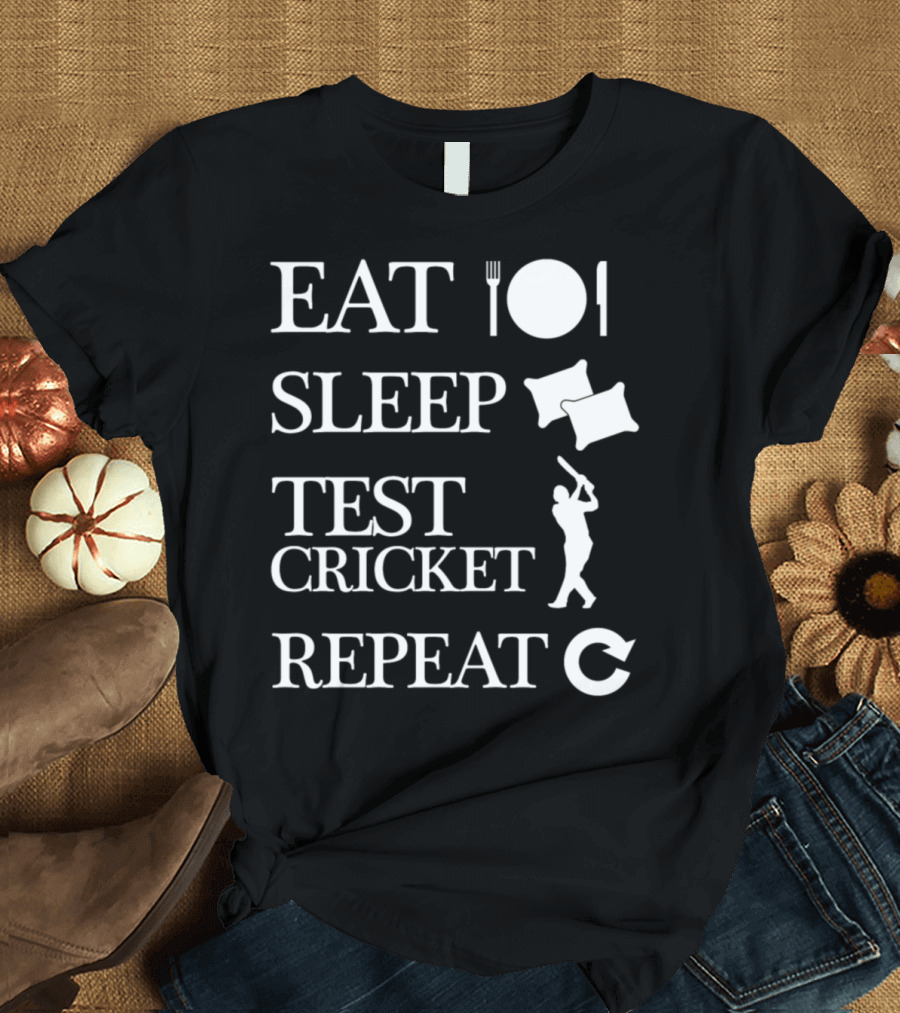 Eat Sleep Test Cricket Repeat Cricket Lifestyle Icons T-Shirt