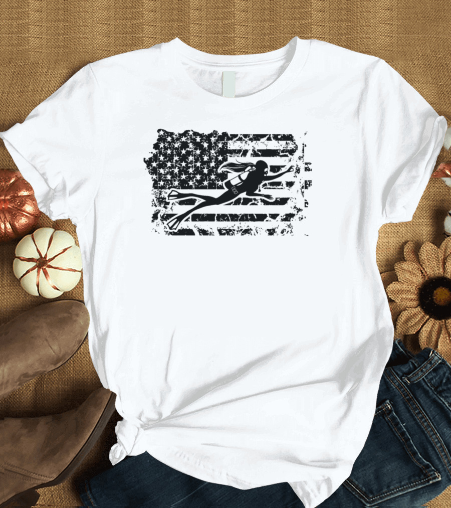 American Flag Scuba Diver T-Shirt