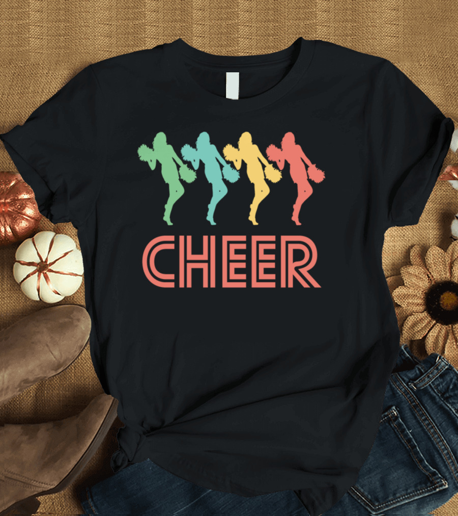 Retro Colorful Cheer Silhouettes Pop T-Shirt