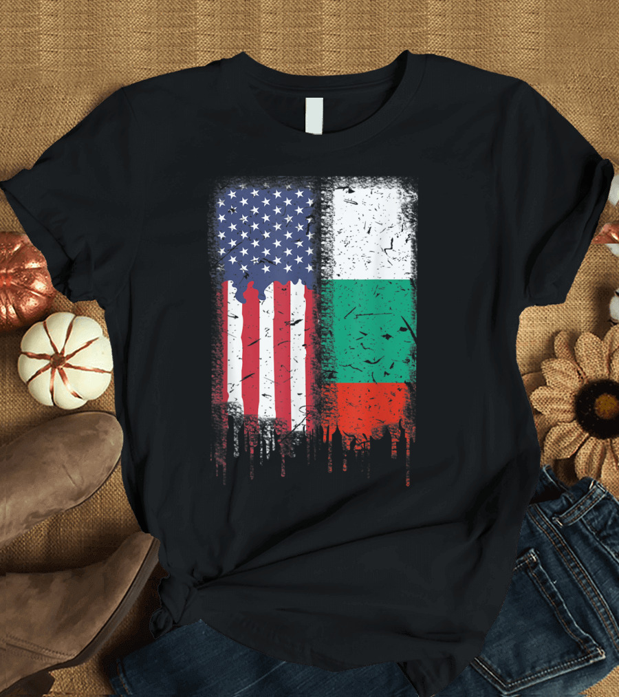 Bulgaria Flag Bulgarian American Patriot Dual Flag T-Shirt