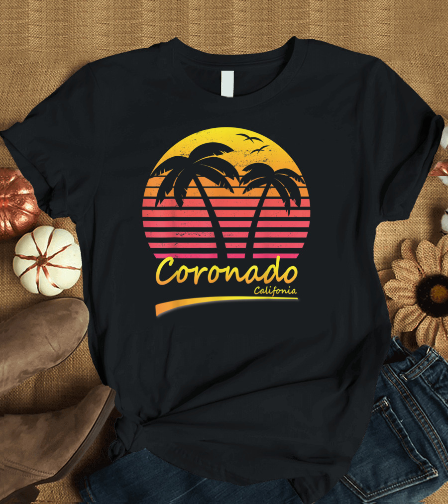 Coronado California Vintage Sunset Palm Trees T-Shirt
