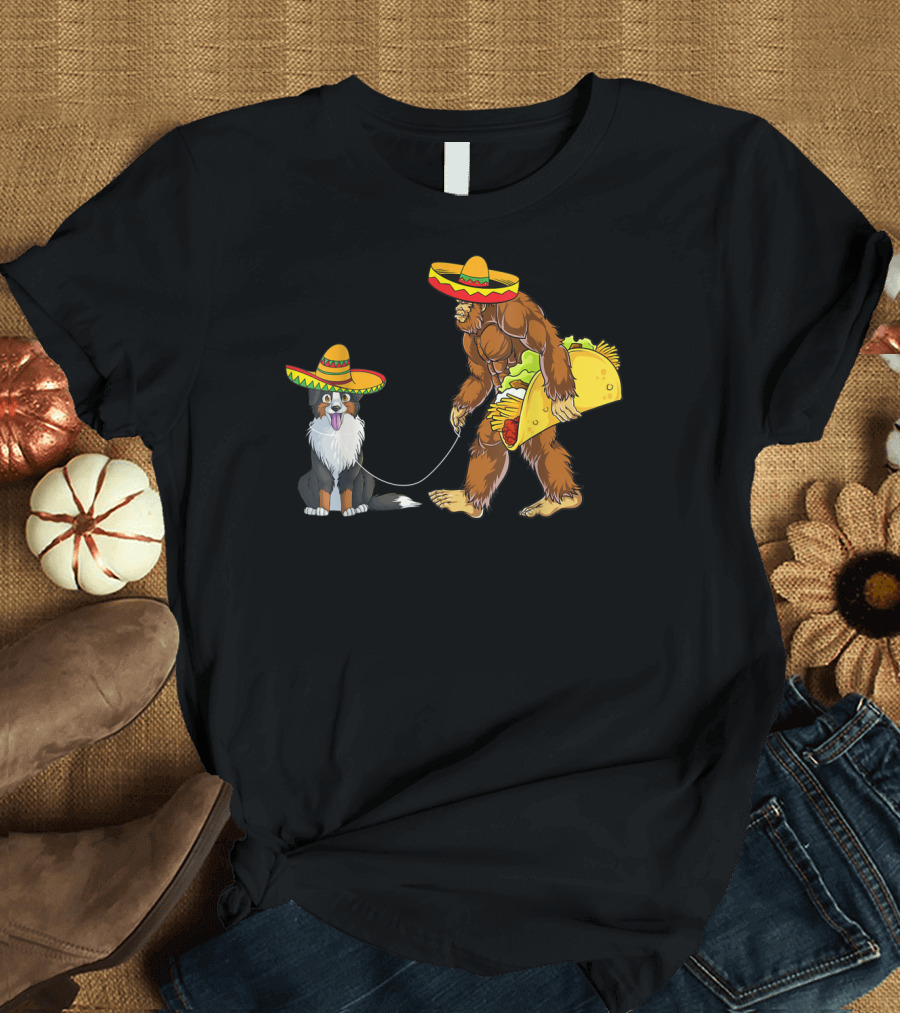 Cinco De Mayo Bigfoot Taco Bernese Mountain Sombrero Duo T-Shirt