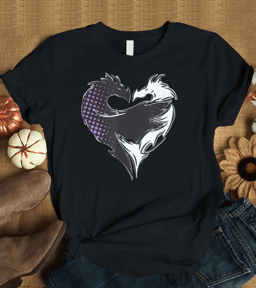 Disney Descendants 3 Mal Heart Dragons Purple Polka Dot T-Shirt