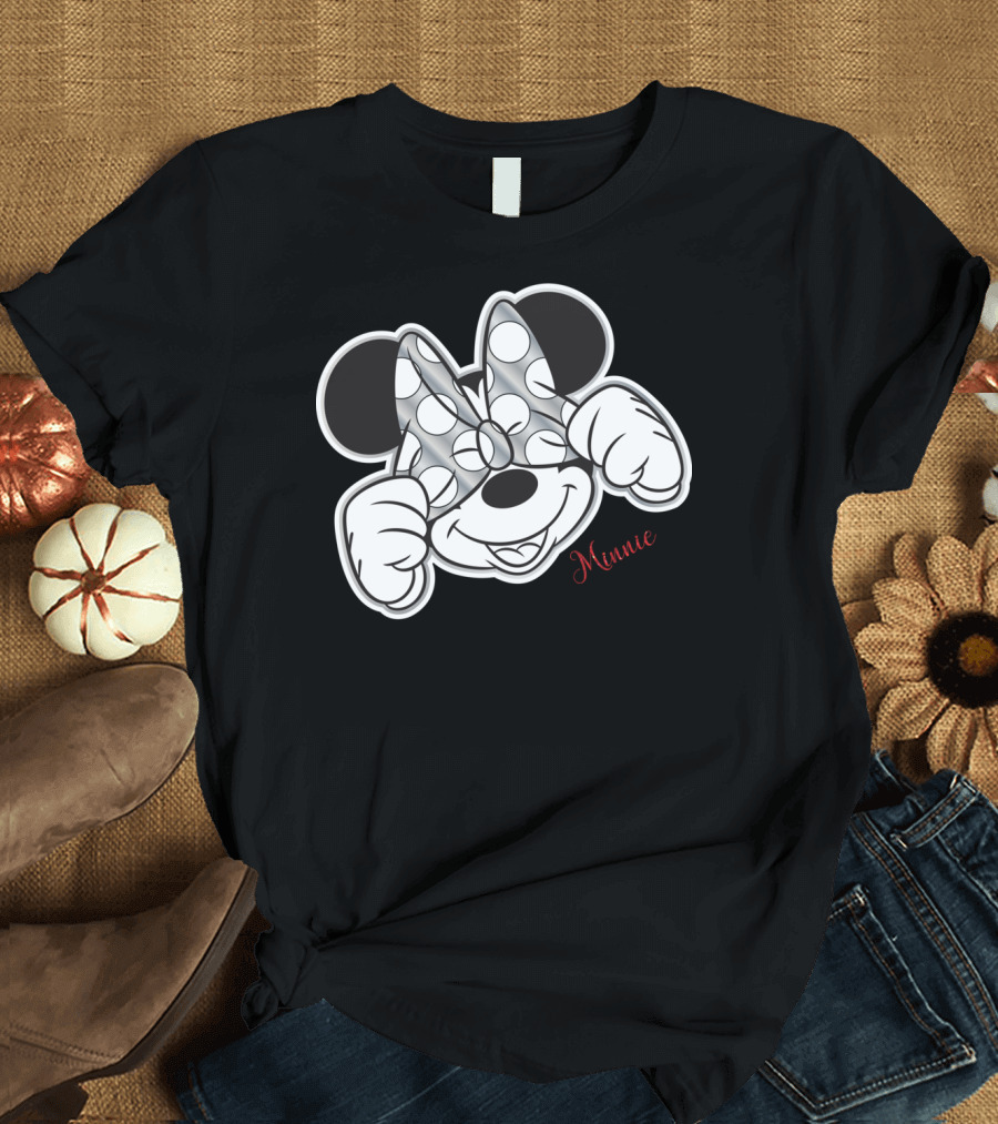 Disney Minnie Mouse Bow Over Eyes Polka Dot T-Shirt