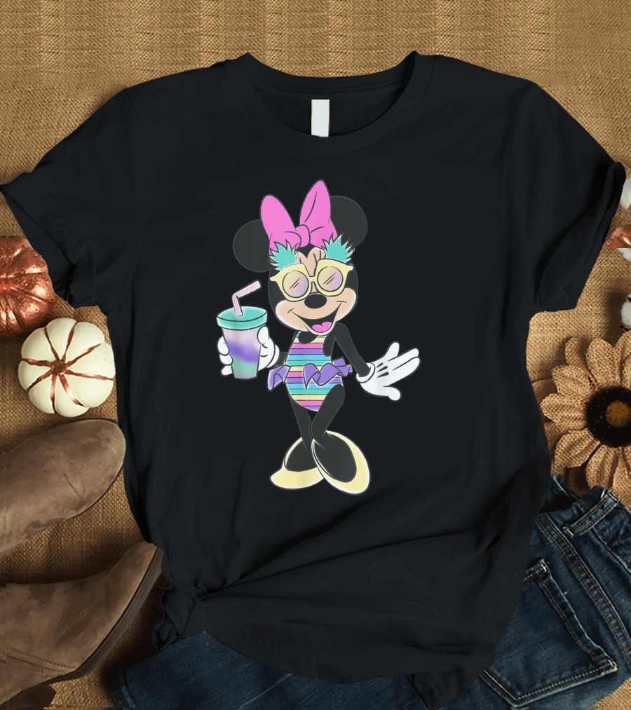 Disney Minnie Mouse Unicorn Stripes Vintage Summer Vibes T-Shirt