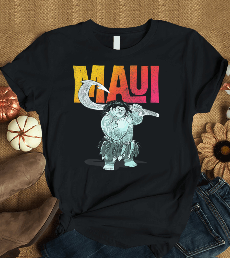 Maui Tough Pose Gradient Text Disney Moana T-Shirt