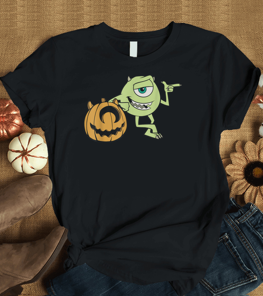 Disney Pixar Mike Wazowski Halloween Pumpkin Pose T-Shirt