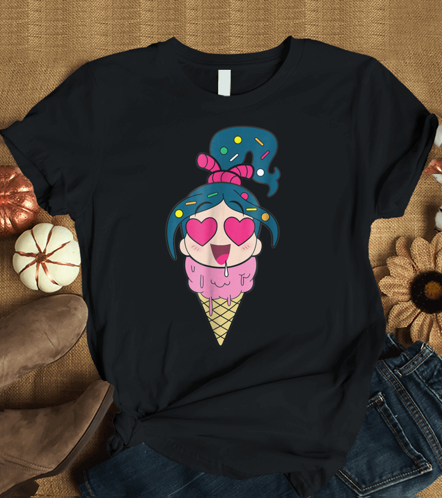 Disney Ralph Breaks The Internet Vanellope Ice Cream Cone Heart Eyes T-Shirt