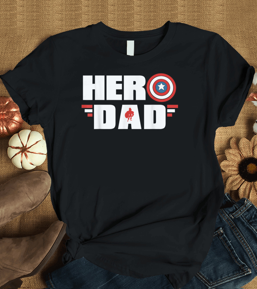 Hero Dad Captain America Shield Marvel Father's Day T-Shirt