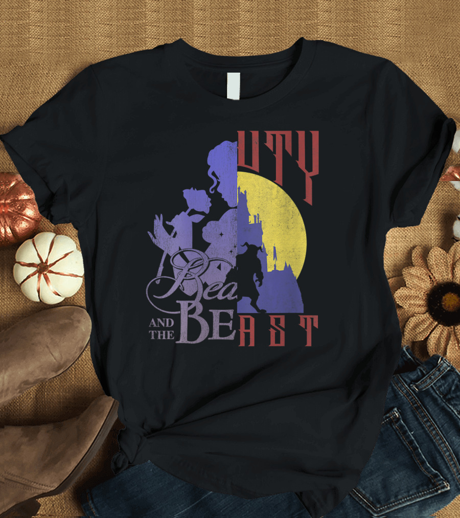 Beauty and the Beast Belle Beast Silhouette Castle Moon T-Shirt