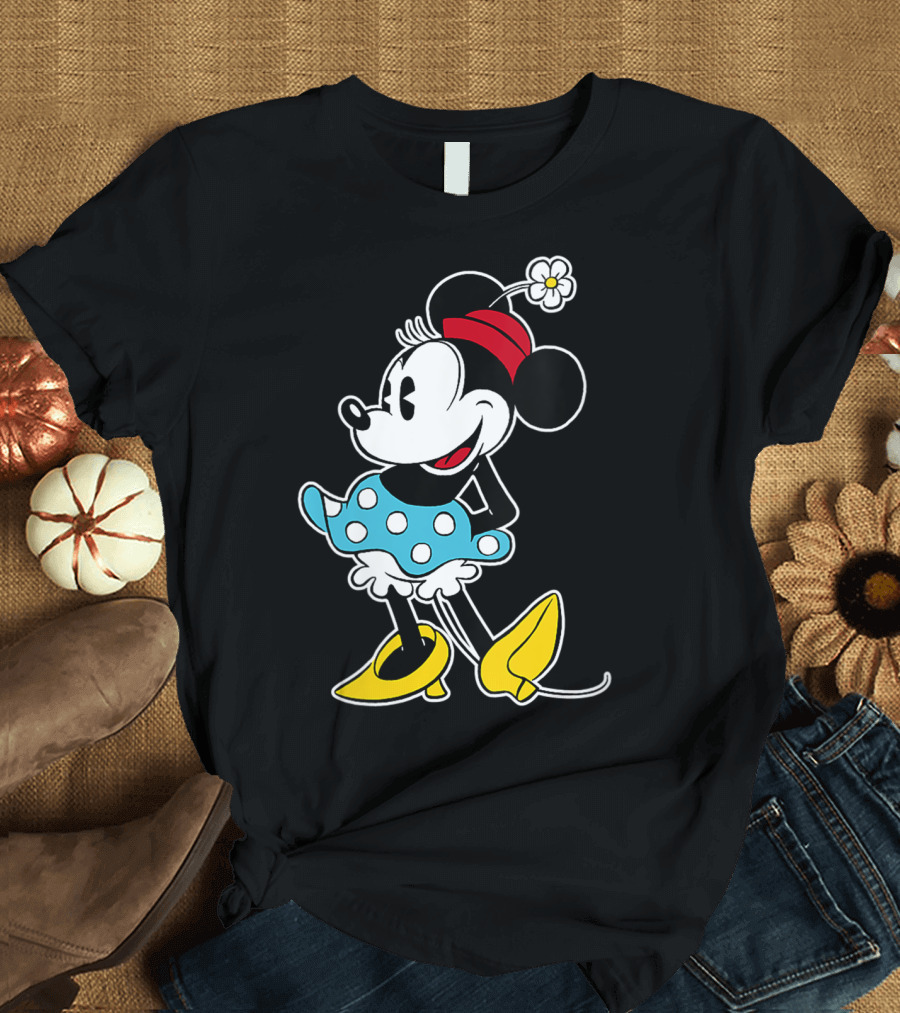 Disney Minnie Mouse Polka Dot Dress Flower Hat T-Shirt