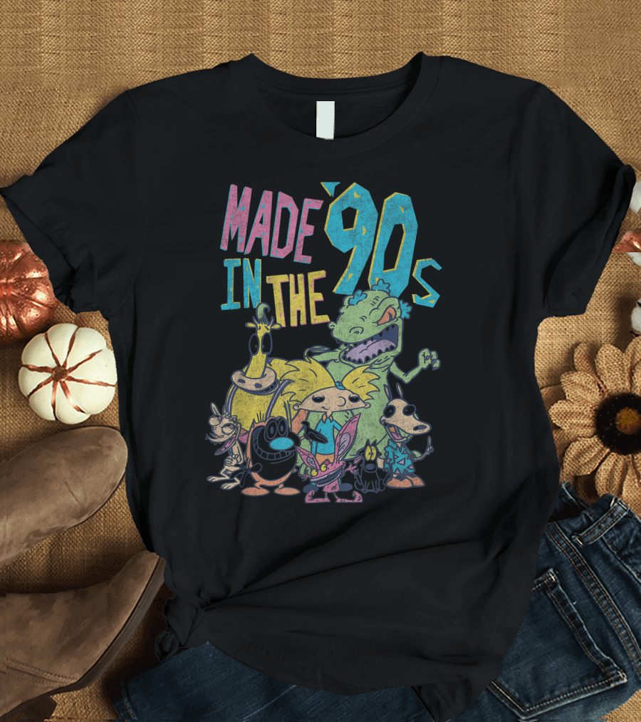 Made In The 90s Nickelodeon Characters Rugrats Hey Arnold Ren and Stimpy Rocko's Modern Life T-Shirt