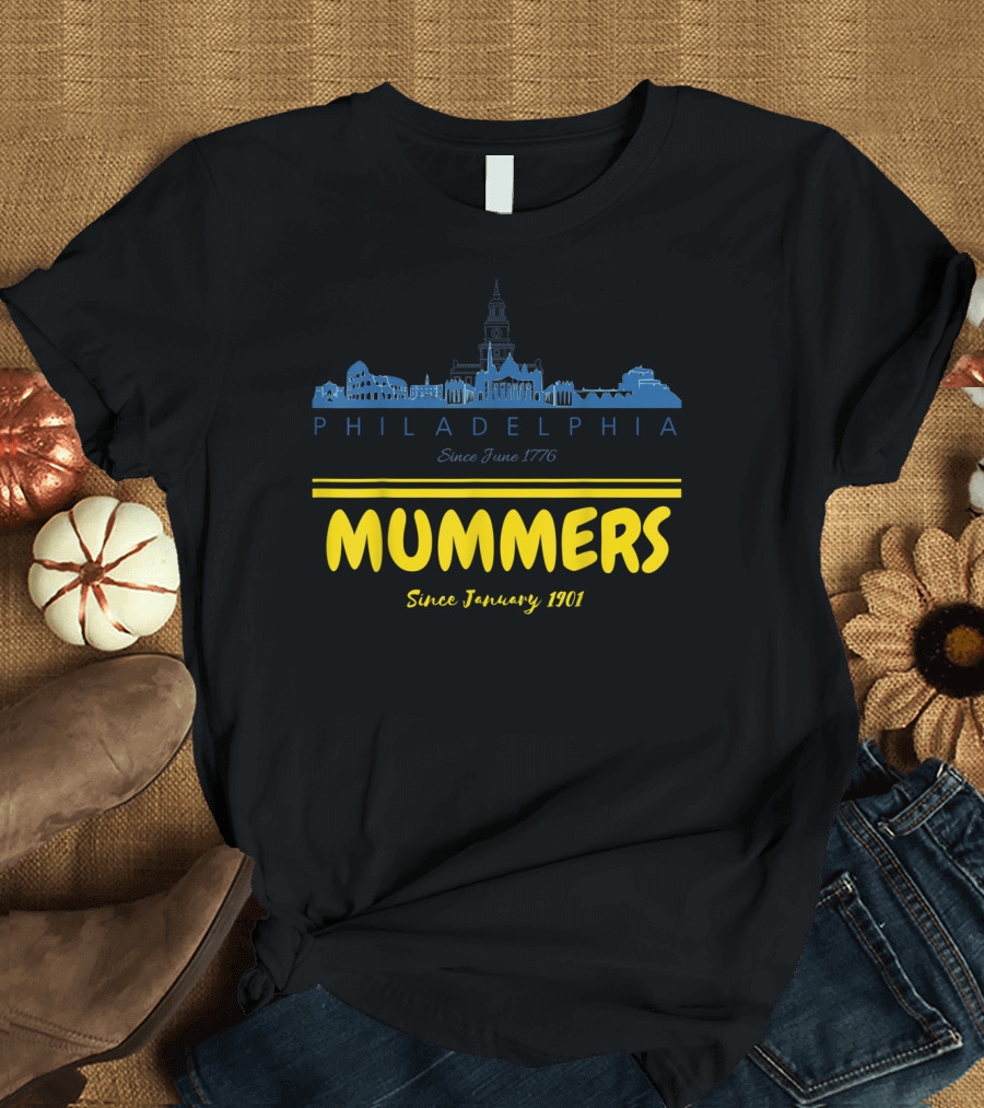 Philadelphia Mummers Since January 1901 Parade Skyline T-Shirt