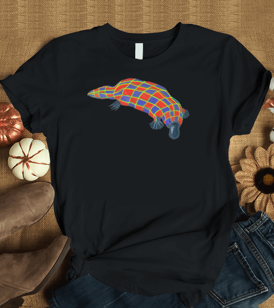 Plaid Platypus Adorable Animal Pun Multicolored T-Shirt