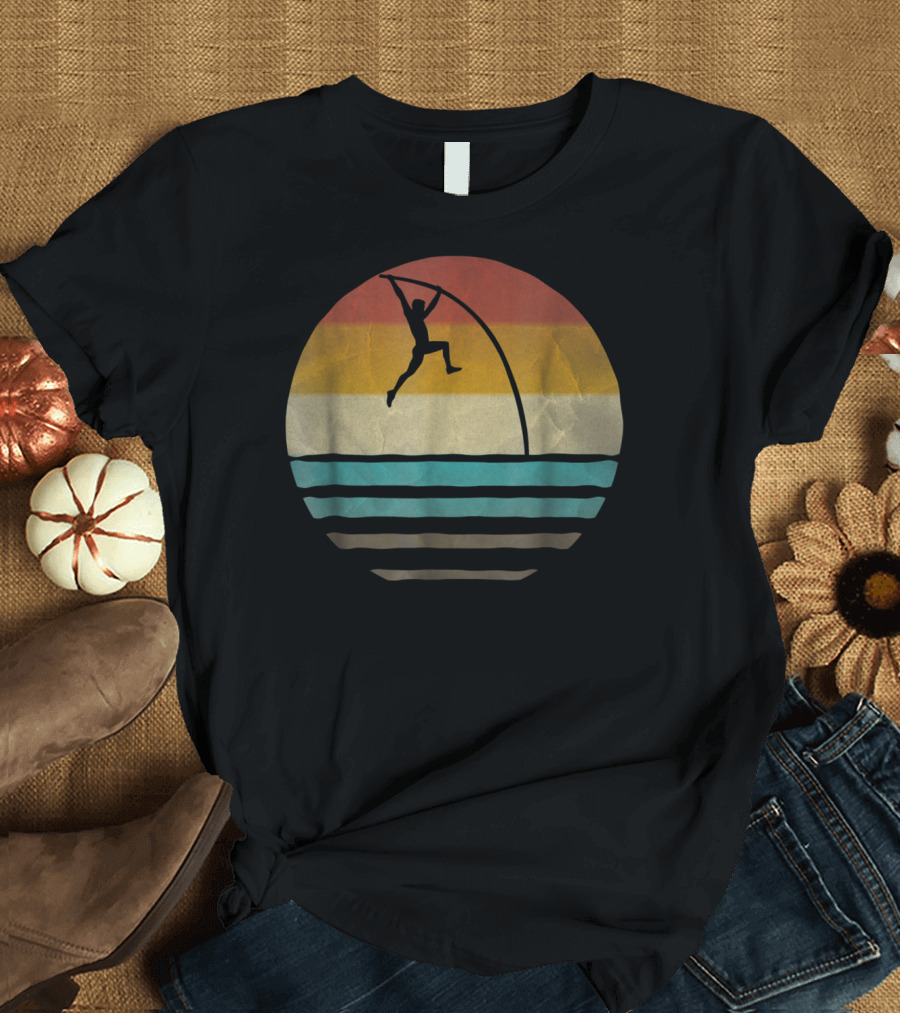 Pole Vault Retro Sunset Ocean T-Shirt