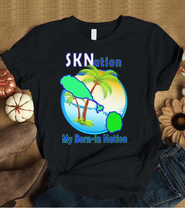 T-Shirt: SKNation My Born-in Nation Palm Tree Island T-Shirt SKNation My Born-in Nation Palm Tree Island T-Shirt