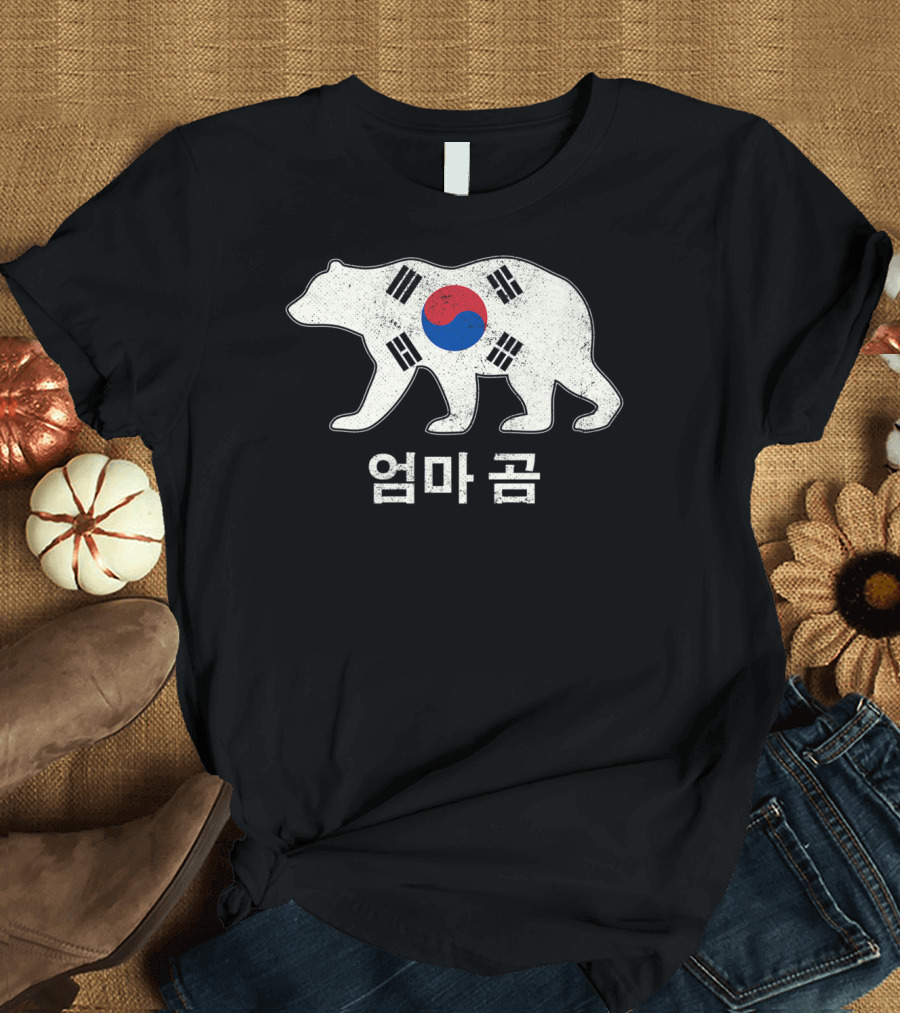 South Korea Flag Korean Bear 엄마곰 Mama For Her T-Shirt