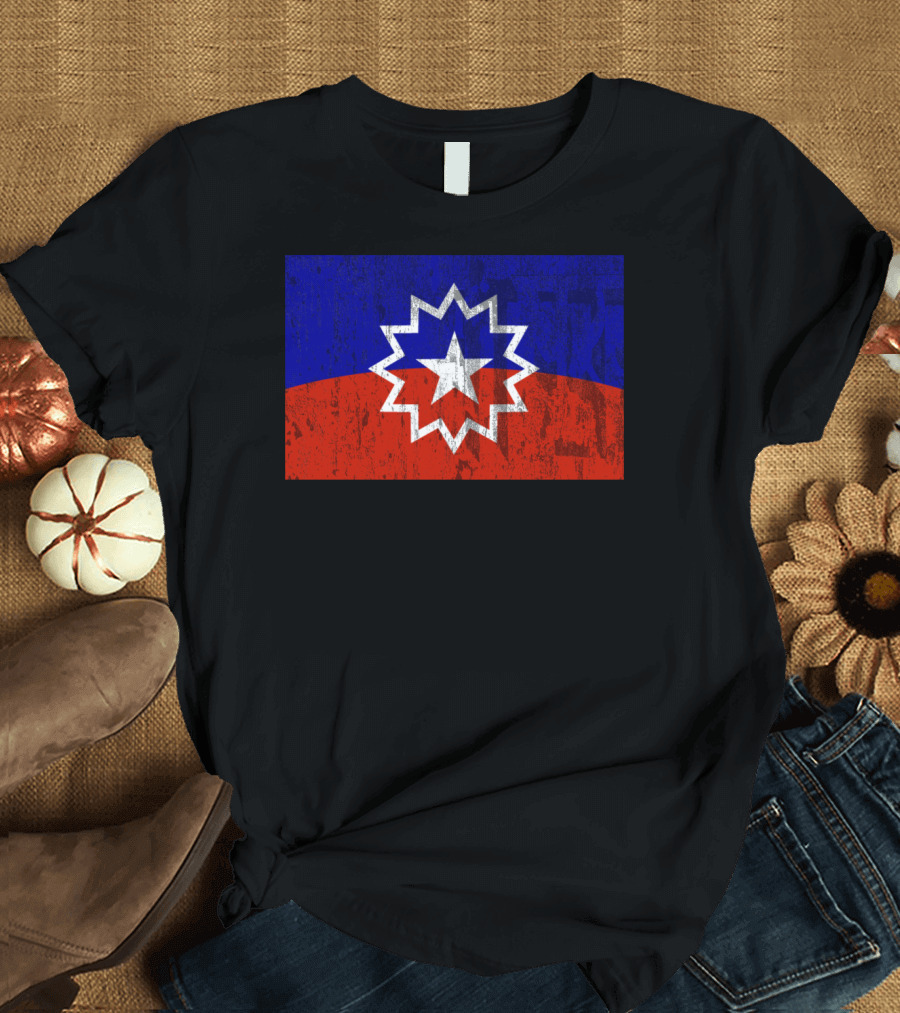 Juneteenth Flag Starburst Symbol on Vintage Style Background T-Shirt