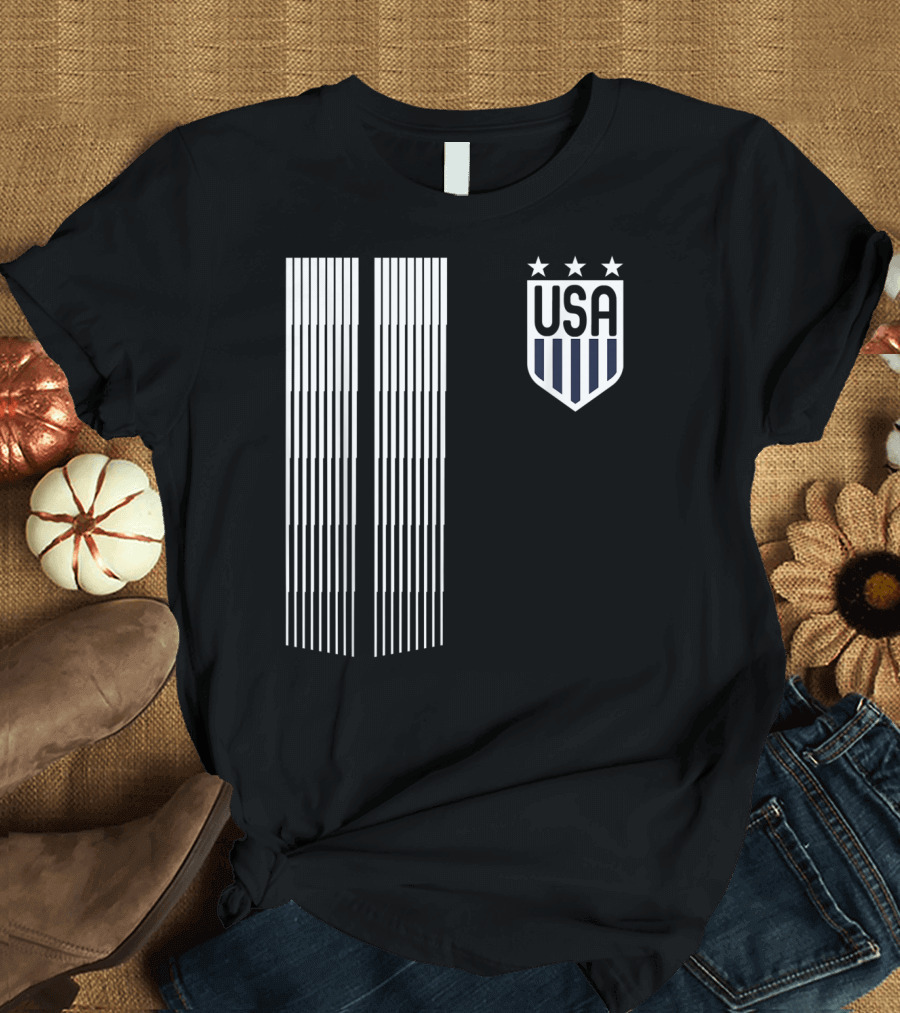 USA Soccer Stars Emblem with Vertical Stripes T-Shirt