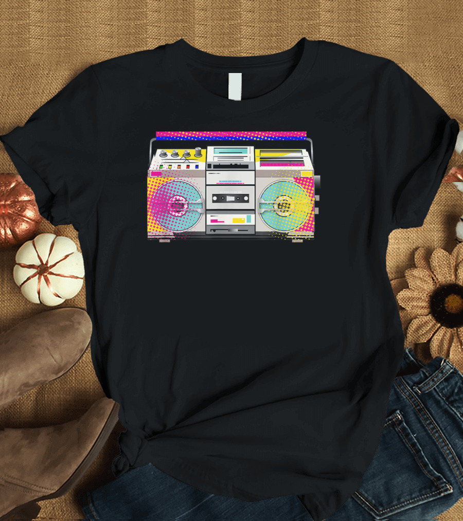Boom Box 80s Cassette Player Retro Vibes T-Shirt
