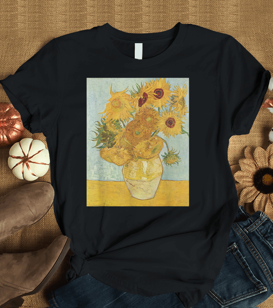 Vincent Van Gogh Sunflowers Vintage Painting Print T-Shirt