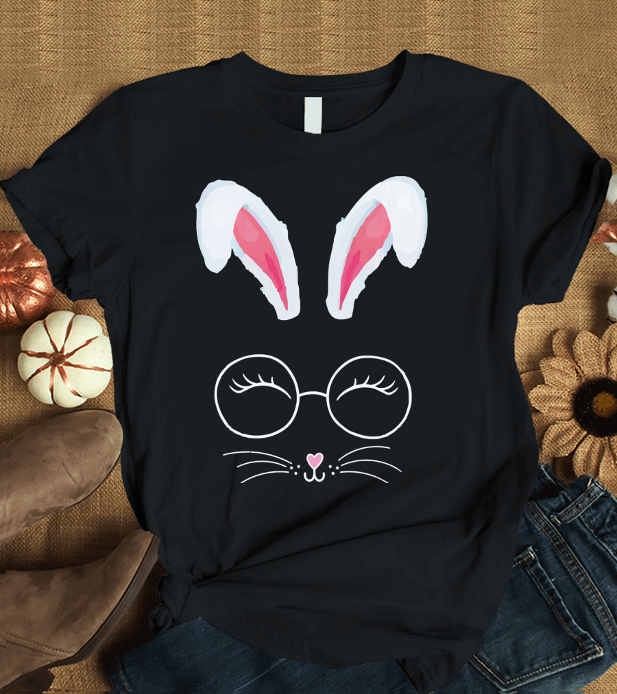 Easter Bunny Rabbit Glasses Happy Easter Day Egg T-Shirt