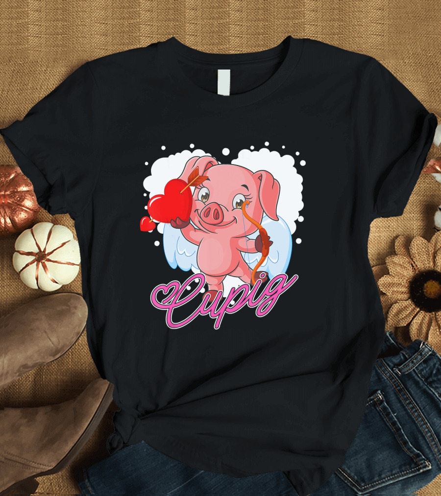 Cupig Pig Lovers Cute Pig with Heart and Bow T-Shirt