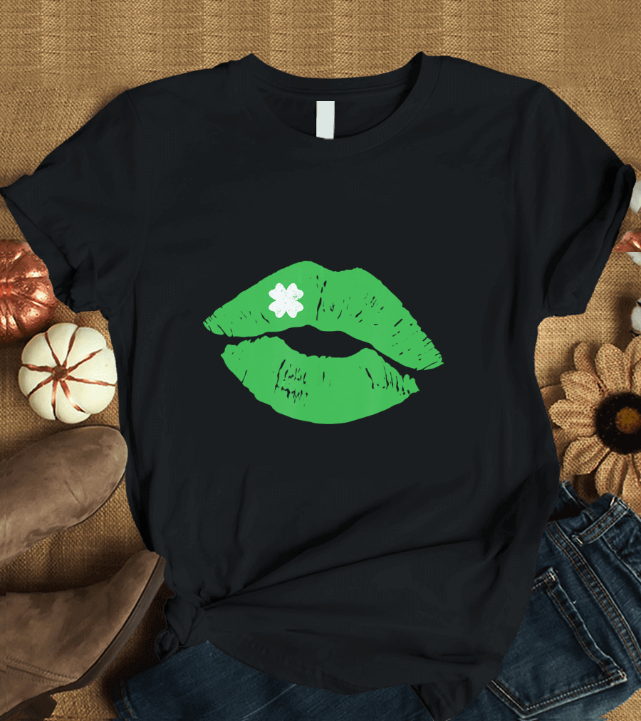 St Patricks Day Green Lipstick with Shamrock T-Shirt
