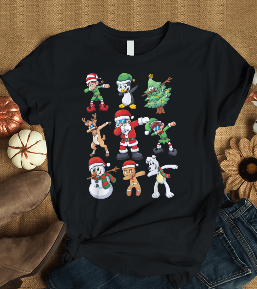 Dabbing Santa Elf Penguin Christmas Tree Reindeer Snowman Gingerbread Polar Bear T-Shirt