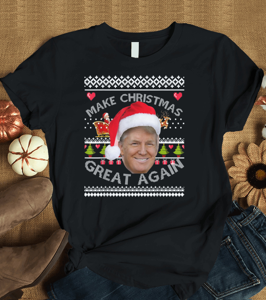 Funny Make Christmas Great Again Donald Trump Santa Hat T-Shirt