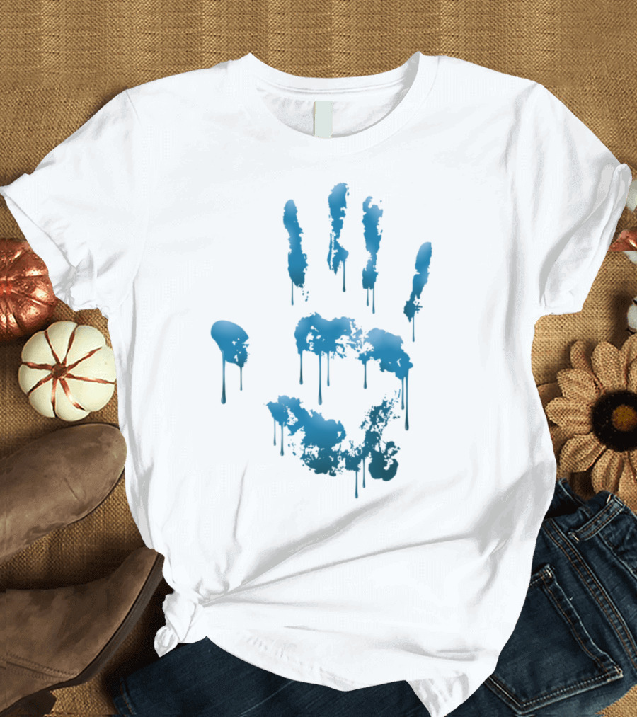 Dripping Blue Handprint T-Shirt