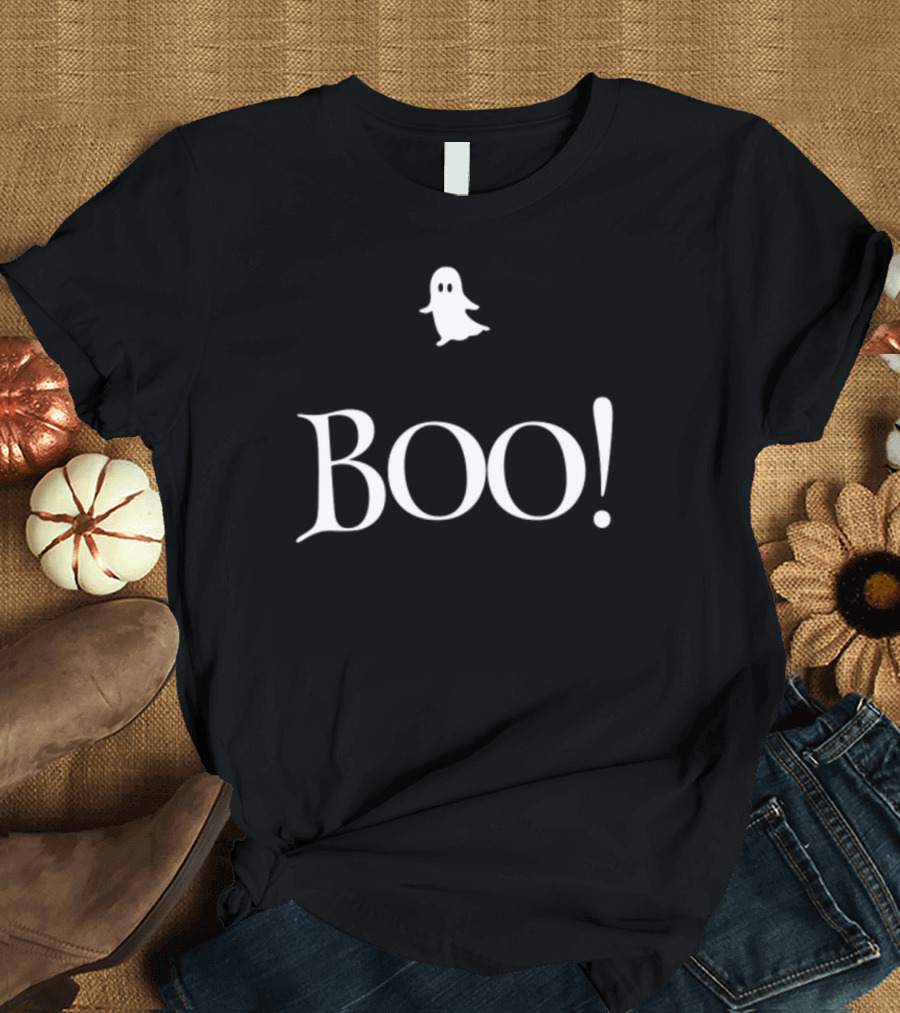 BOO Halloween Ghost Icon with Cute Ghost Figure T-Shirt