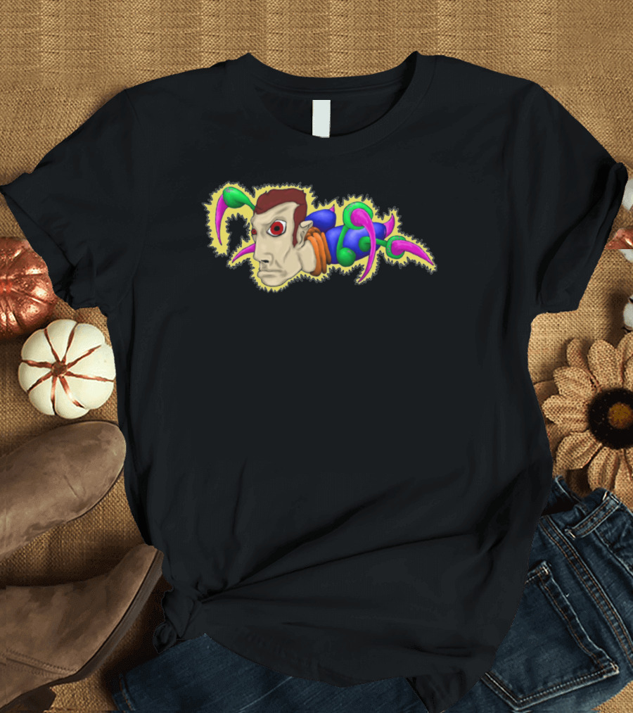 Bug Creature with Human Face and Colorful Tentacles T-Shirt