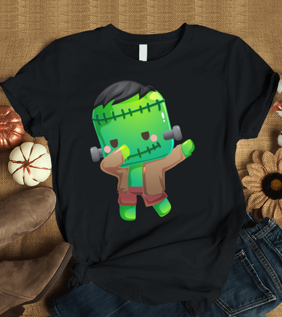 Frankenstein Monster Dabbing Dance Cartoon Zombie T-Shirt