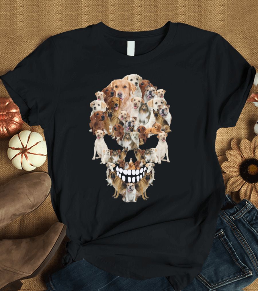 Dog Skull Skeleton Collage with Multiple Dog Breeds T-Shirt