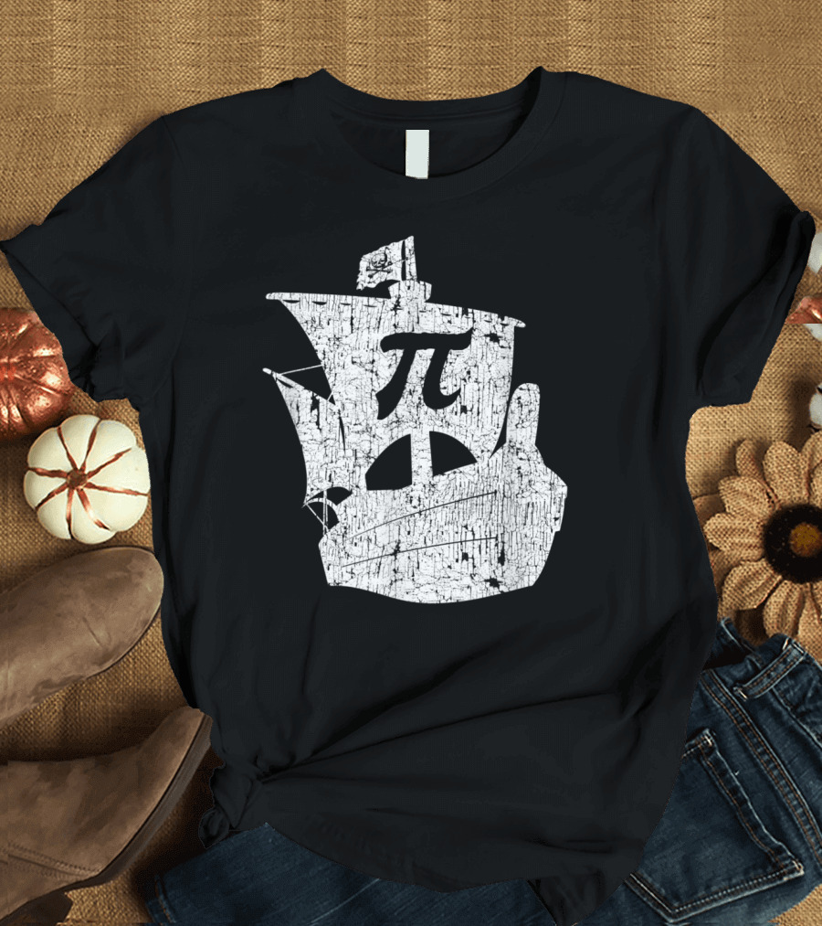 Pi Symbol Pirate Ship Math Geek Stem Teacher 3.14 T-Shirt