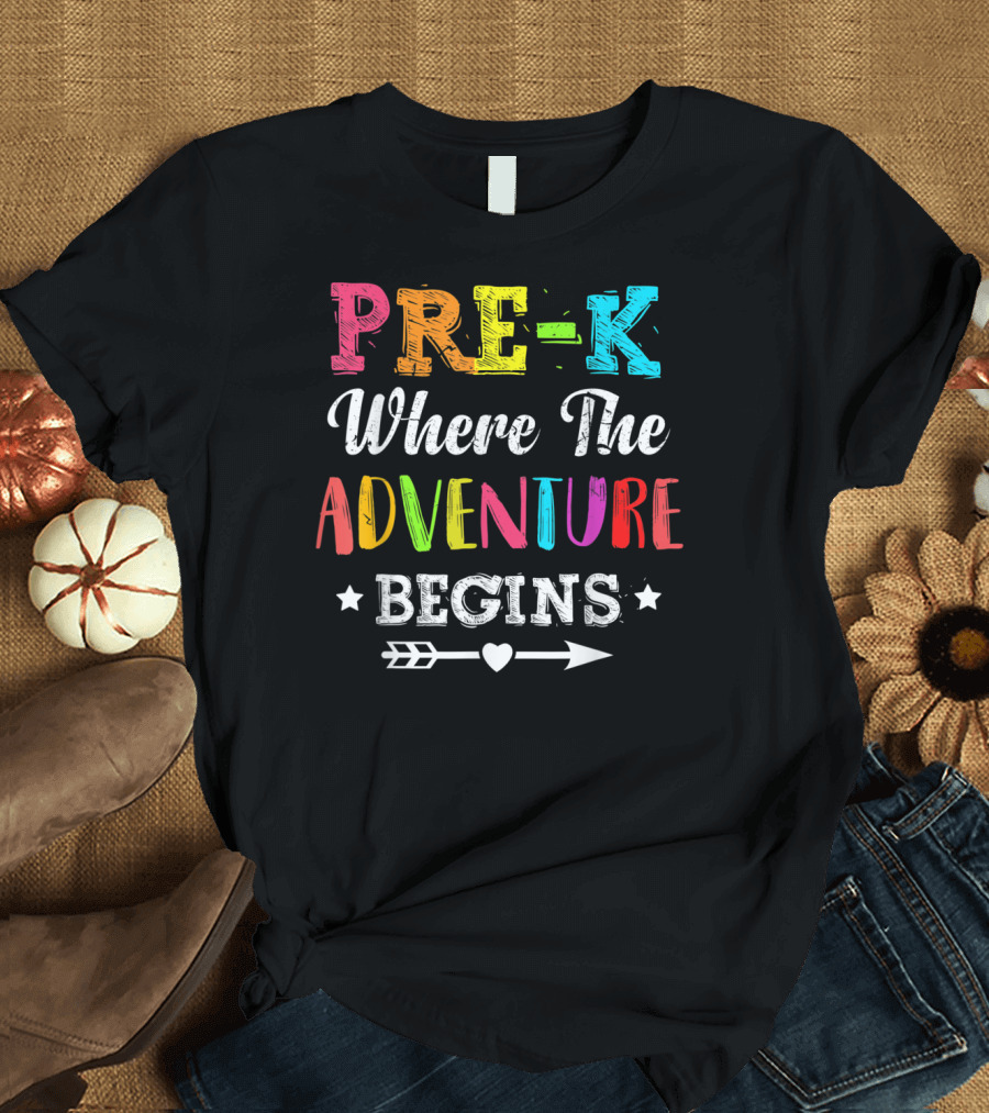 PRE-K Where The Adventure Begins Arrow Heart Stars T-Shirt