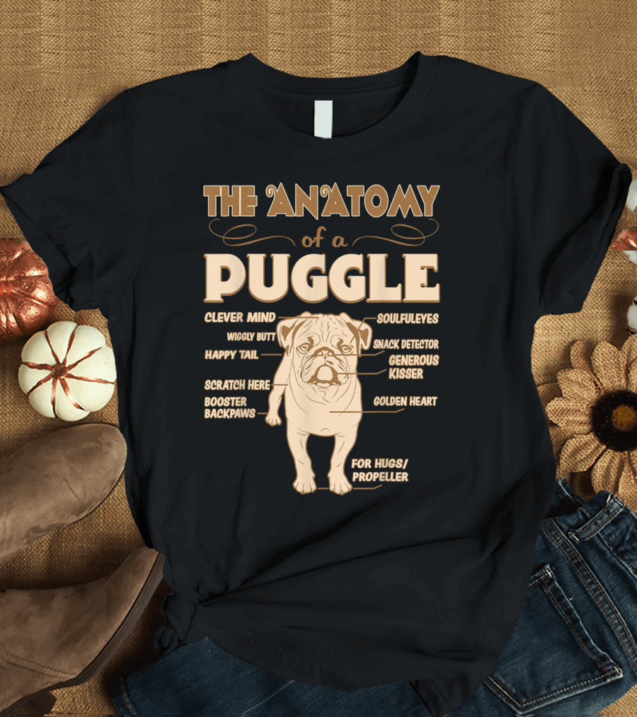 The Anatomy Of A Puggle Clever Mind Happy Tail Generous Kisser Golden Heart T-Shirt