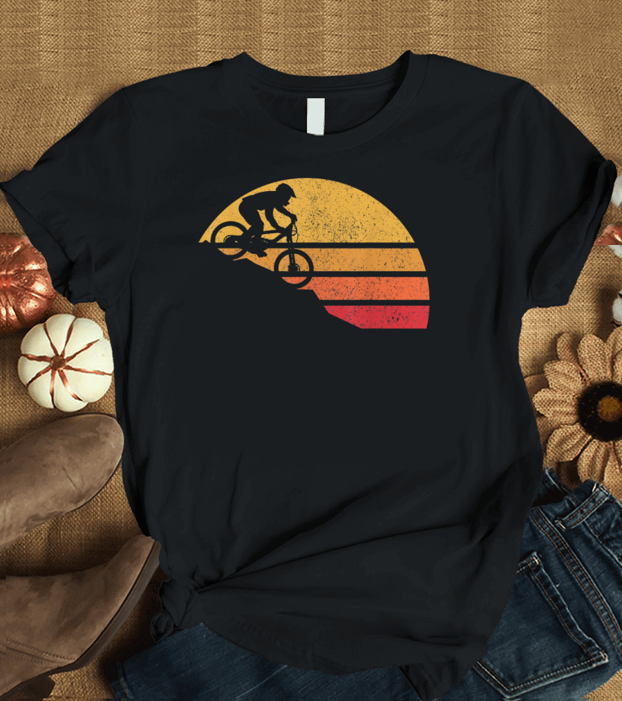 Mountain Bike Downhill Sunset Vintage MTB Biking T-Shirt