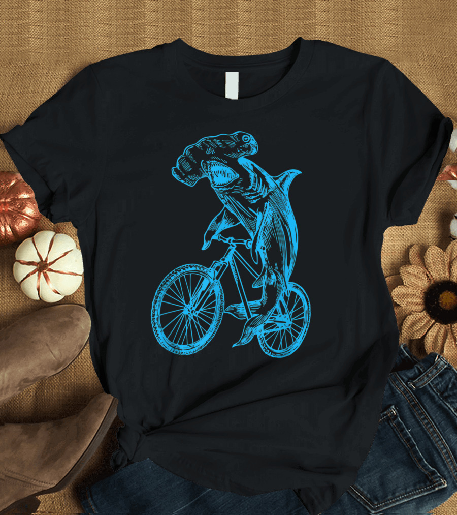 Seembo Hammerhead Shark on Bicycle Cycling Biker T-Shirt