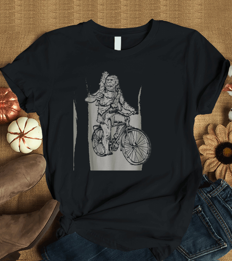 Seembo Neanderthal on Bicycle Retro Cycling Adventure T-Shirt