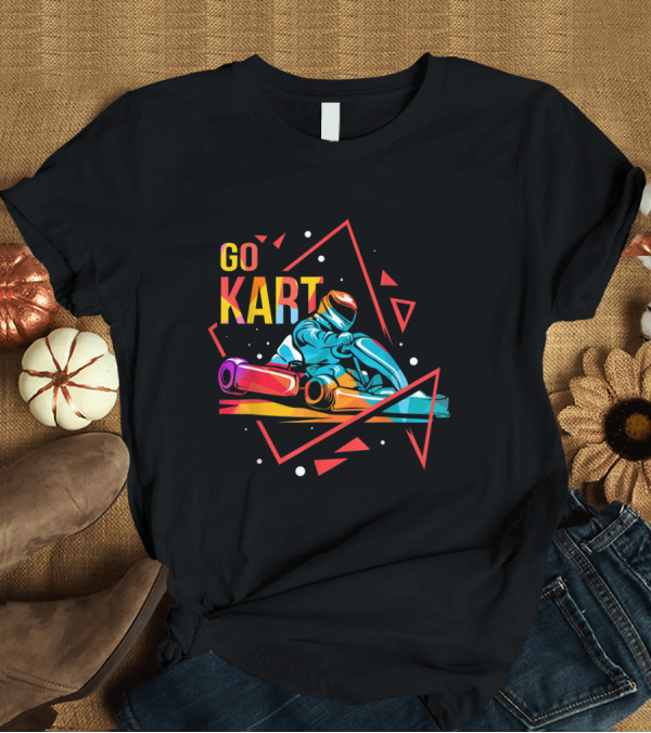 T-Shirt: Go Kart Retro Racer Graphic with Dynamic Geometric Elements T-Shirt Go Kart Retro Racer Graphic with Dynamic Geometric Elements T-Shirt