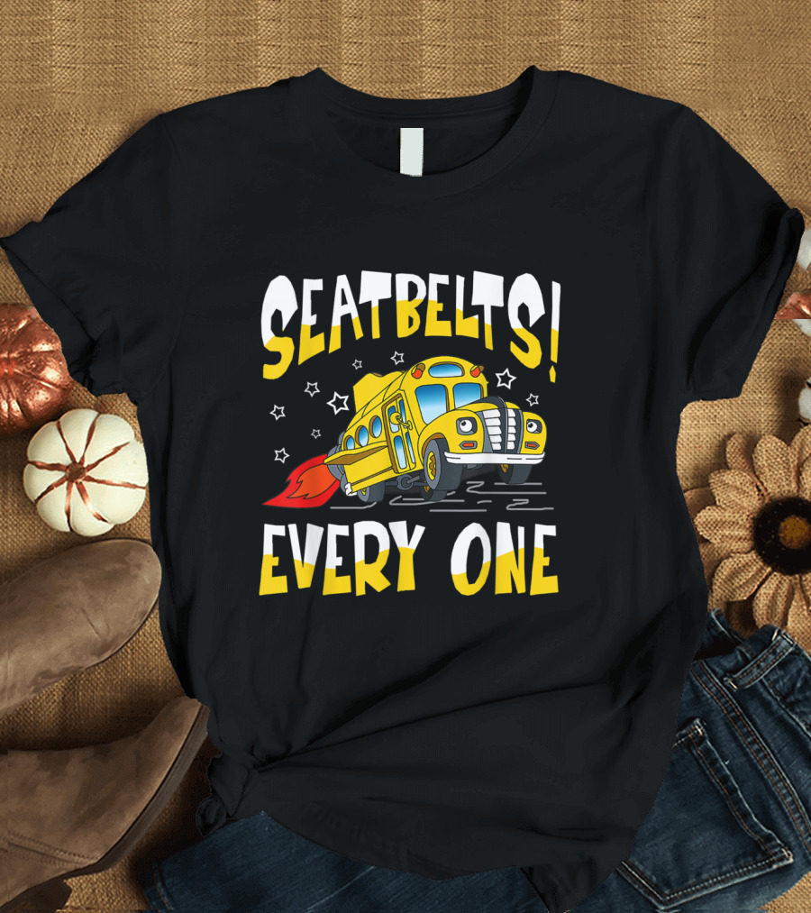 Seatbelts Everyone Magic School Bus Flying Adventure T-Shirt