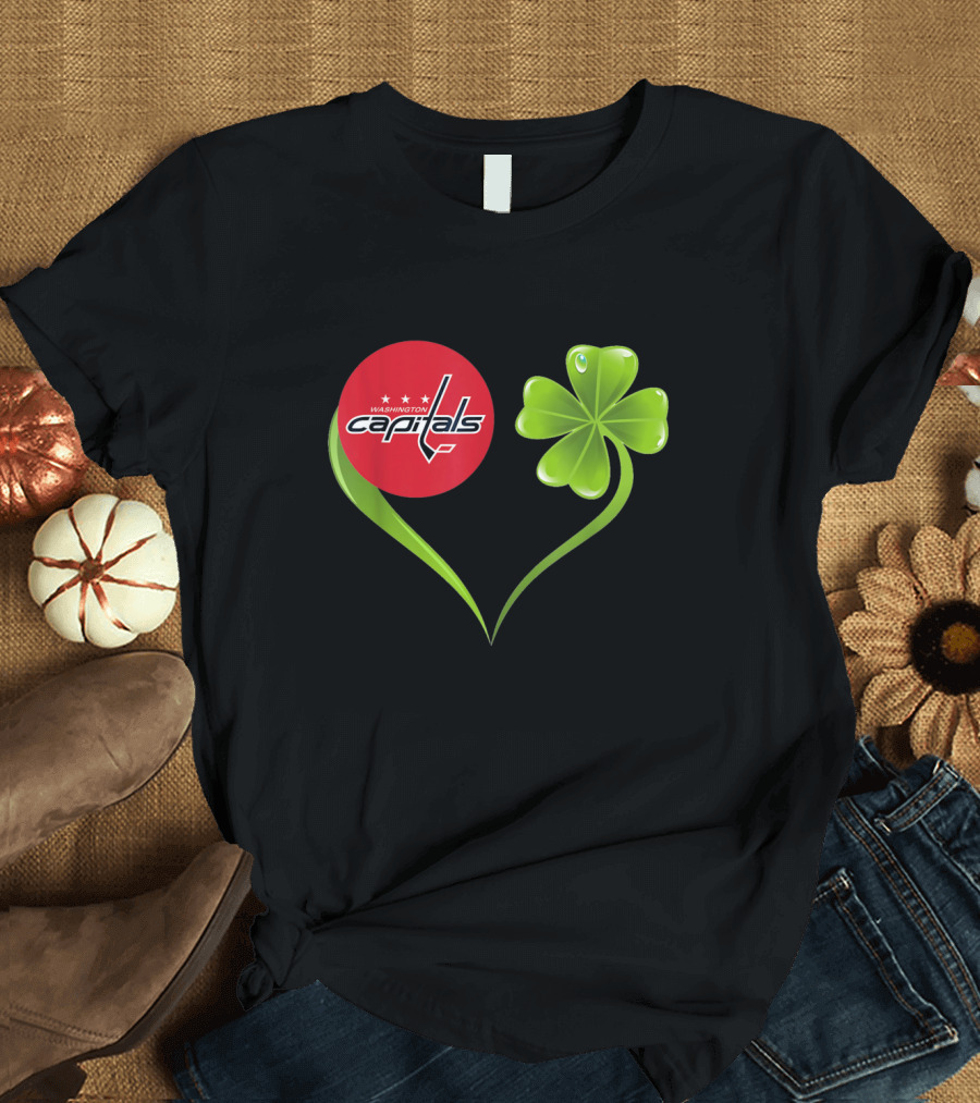 St Patrick Day Shamrock Heart Washington Capitals Hockey Team T-Shirt